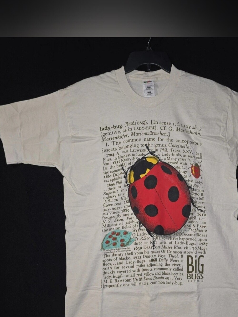 NOS Vintage LADY-BUG T Shirt Men's L Definition BIG BUGS Fruit Of Loom USA MADE